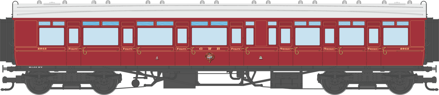 4P-021-002 GWR Corridor Toplight 1914 Lined  Crimson Lake Composite LH 6942