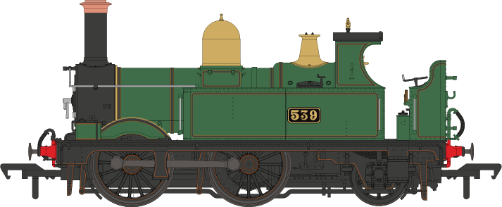 GWR 517 Class 0-4-2 539 Lined G.W. Green Black Frames Steam Locomotive - DCC Fitted