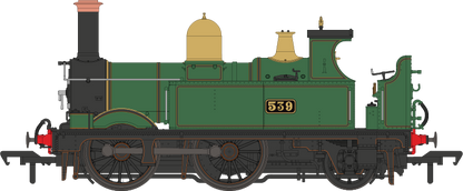 GWR 517 Class 0-4-2 539 Lined G.W. Green Black Frames Steam Locomotive - DCC Fitted