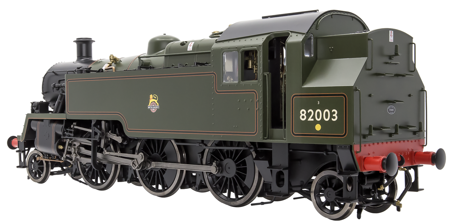 British Railways Standard 3MT 2-6-2T Lined Green Early Crest 82003 - Steam Tank Locomotive