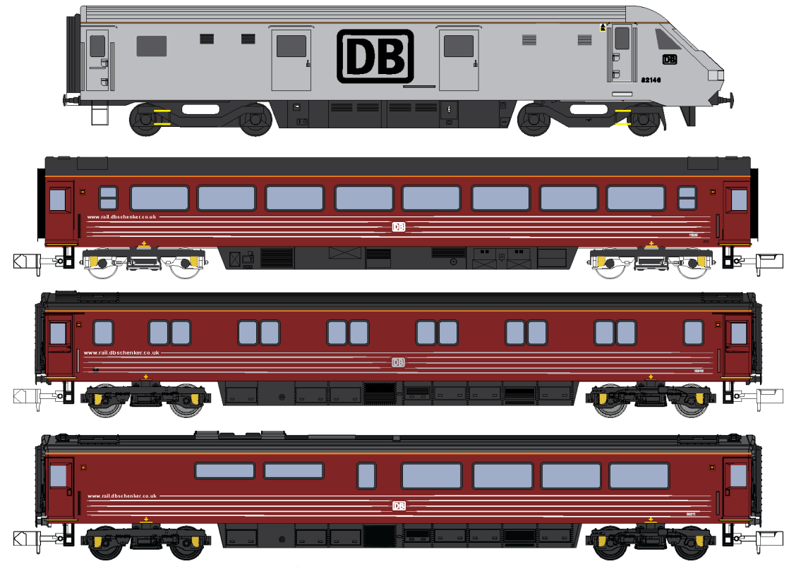 Dapol DB Management Train 4 Piece Rolling Stock Set with DVT – Rails of ...
