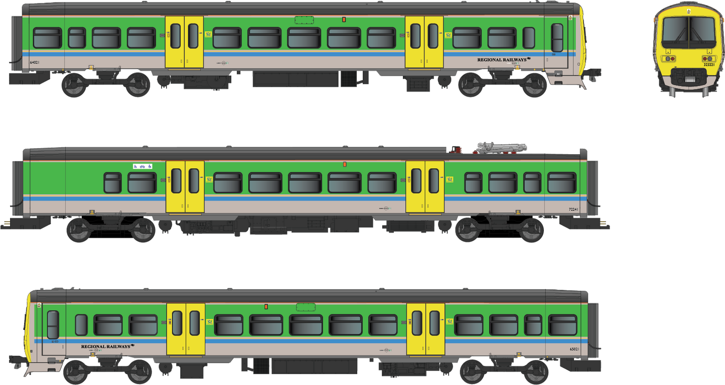 Class 323 323221 Regional Railways Centro Heritage Repaint 3 Car EMU Set - DCC Sound Fitted