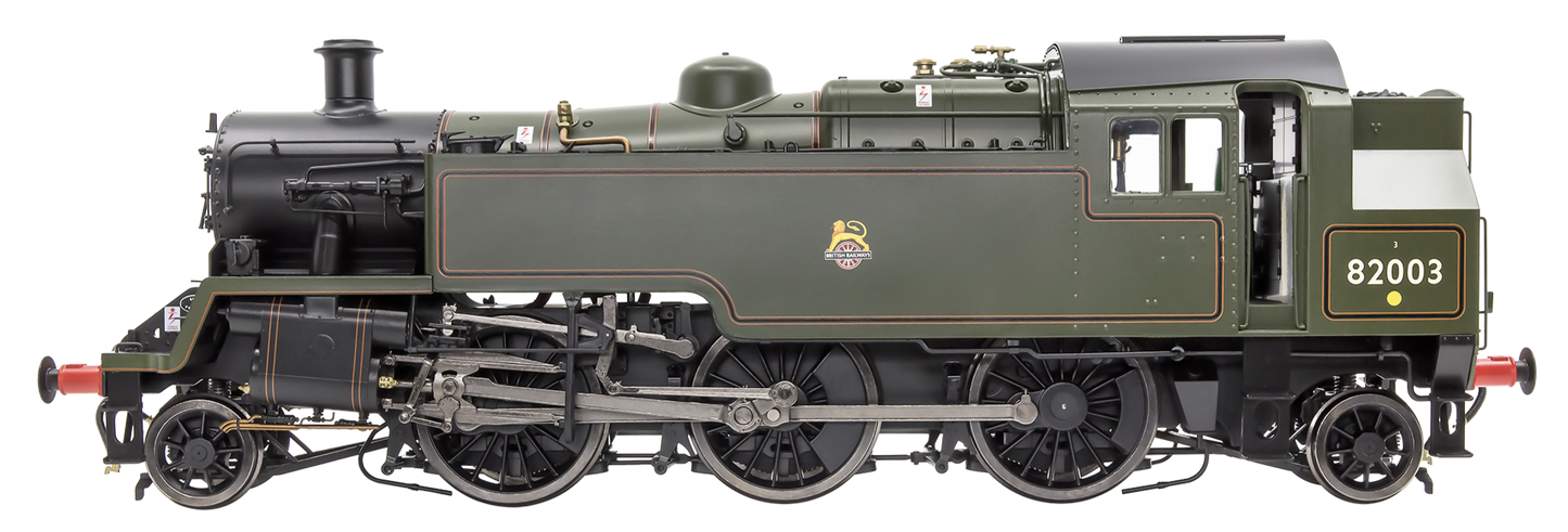 British Railways Standard 3MT 2-6-2T Lined Green Early Crest 82003 - Steam Tank Locomotive