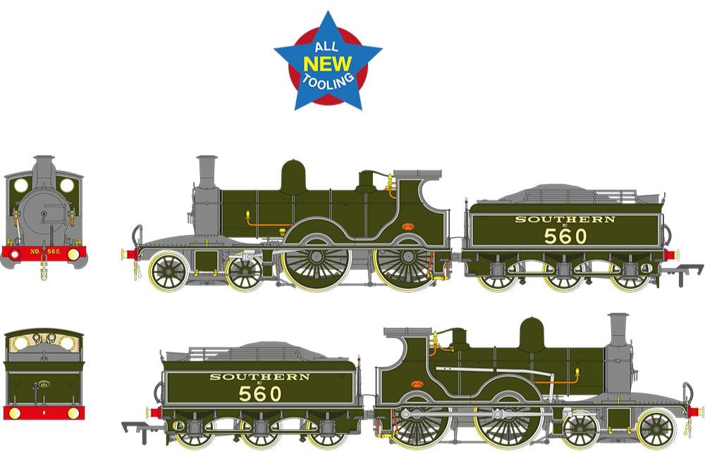 LSWR Adams T3 560 SR Lined Maunsell Green Steam Locomotive