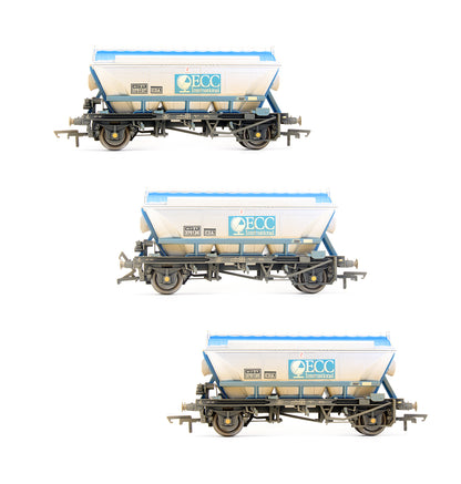 Pre-Owned Set Of 3 China Clay (CDA) Hopper Wagons - Weathered