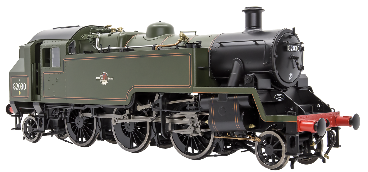 British Railways Standard 3MT 2-6-2T Lined Green Late Crest 82030 - Steam Tank Locomotive