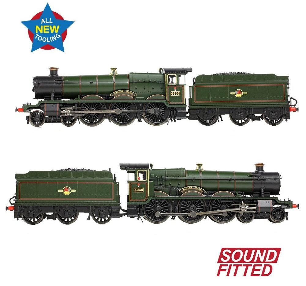 GWR 49XX 'Hall' 4936 'Kinlet Hall' BR Lined Green (Late Crest) Steam Locomotive - DCC Sound