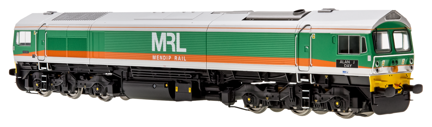 Class 59 59002 MRL Green/Orange Alan J Day Diesel Locomotive - DCC Sound & Smoke Fitted