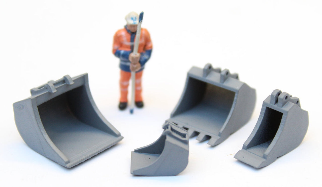 Digger Buckets - UNPAINTED - Pack of 4 1:76 OO Gauge