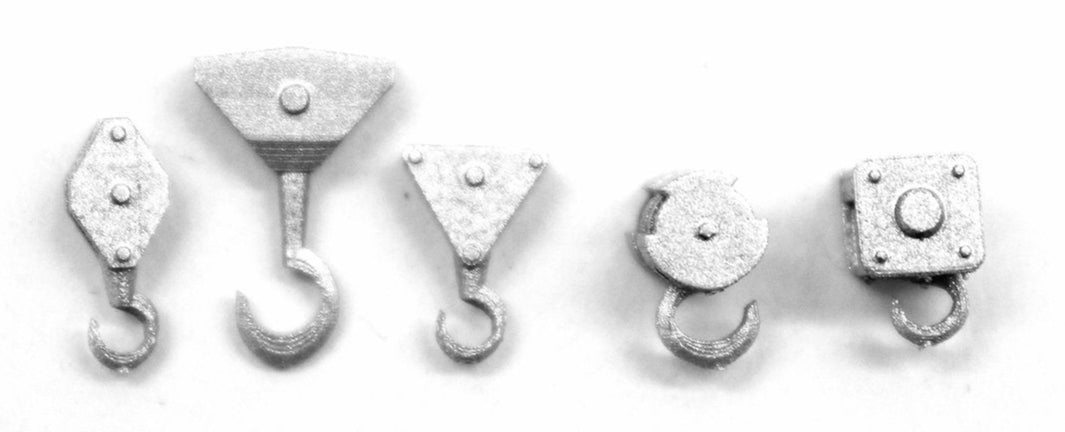 Small Crane Hooks Pulley Blocks - UNPAINTED - 1:76 OO Gauge