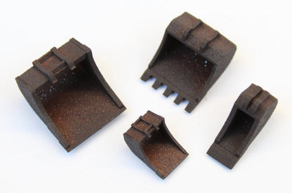 Digger Buckets - Rusty - PAINTED - Pack of 4 1:76 OO Gauge