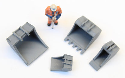 Digger Buckets - UNPAINTED - Pack of 4 1:76 OO Gauge
