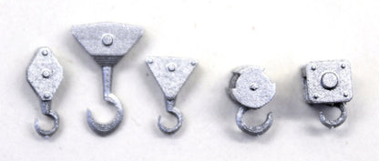 Small Crane Hooks Pulley Blocks - GALV SILVER - 1:76 OO Gauge