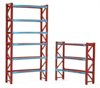 Pallet Racking Warehouse Stores - RED BLUE - 1:76 OO Gauge