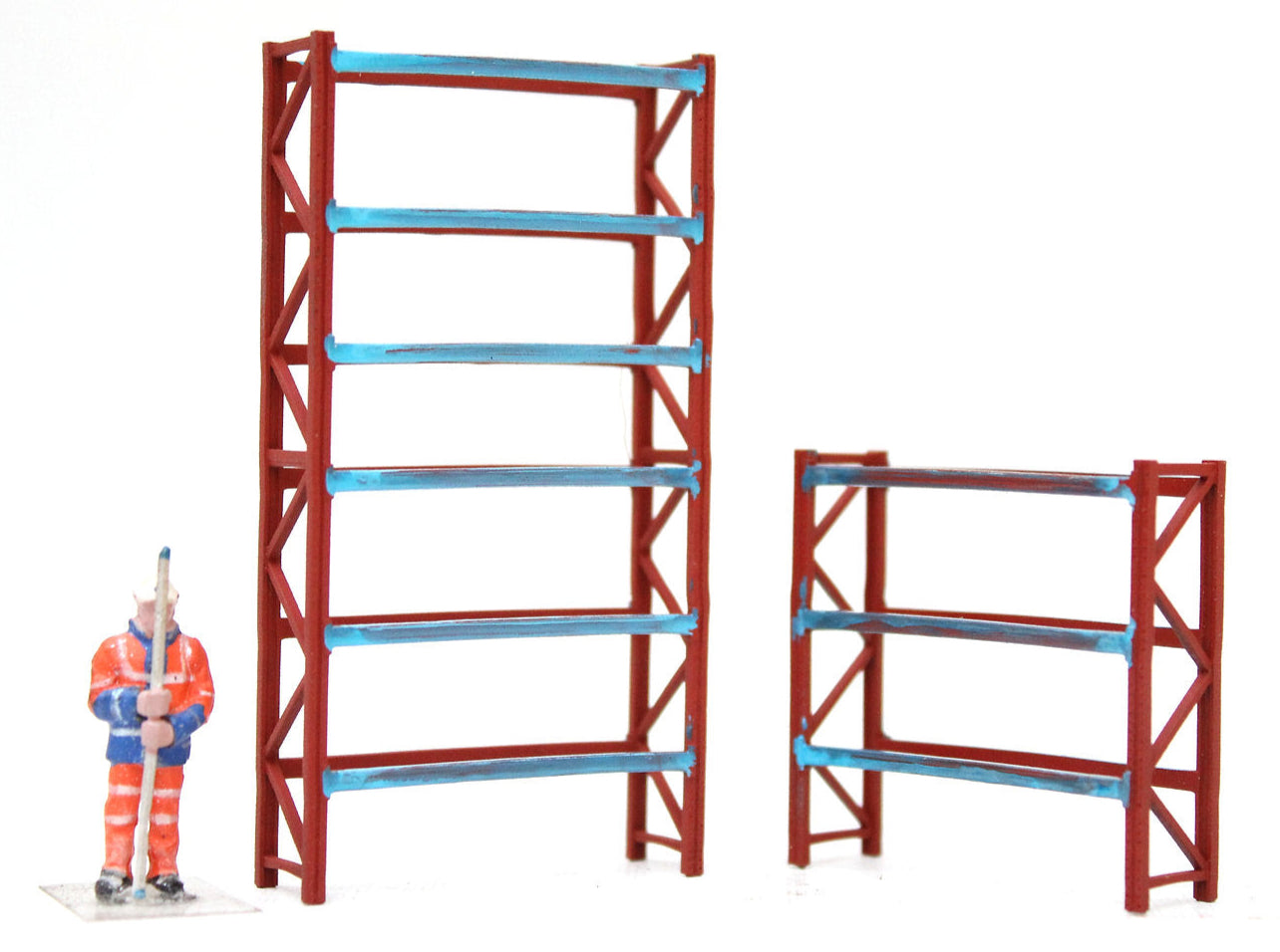 Pallet Racking Warehouse Stores - RED BLUE - 1:76 OO Gauge