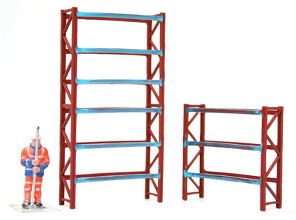 Pallet Racking Warehouse Stores - RED BLUE - 1:76 OO Gauge