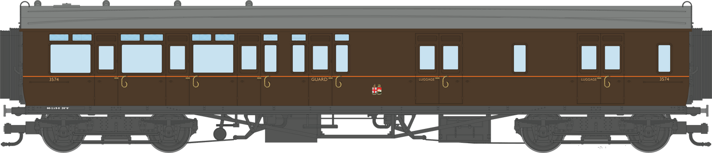 4P-021-404 GWR Corridor Toplight 1940 All Brown Twin Cities Brk Third LH 3574