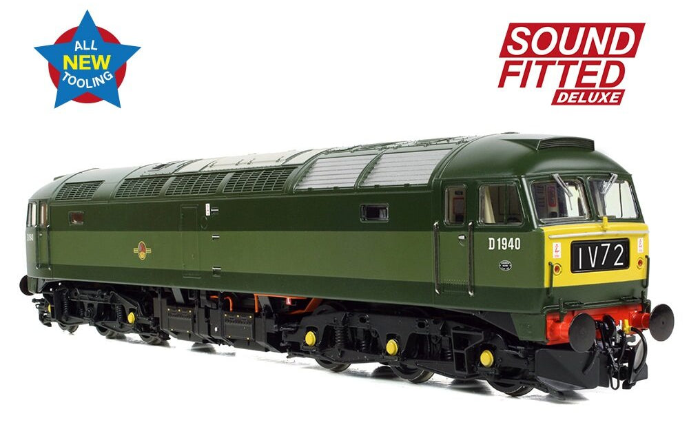 35-410BSFX Class 47/0 D1940 BR Two-Tone Green (Small Yellow Panels) Diesel Locomotive - DCC Sound Deluxe
