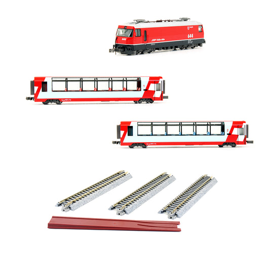 Pre-Owned "Glacier Express" Train Pack With Ge 4/4 III Electric Locomotive And Two Panorama Coaches