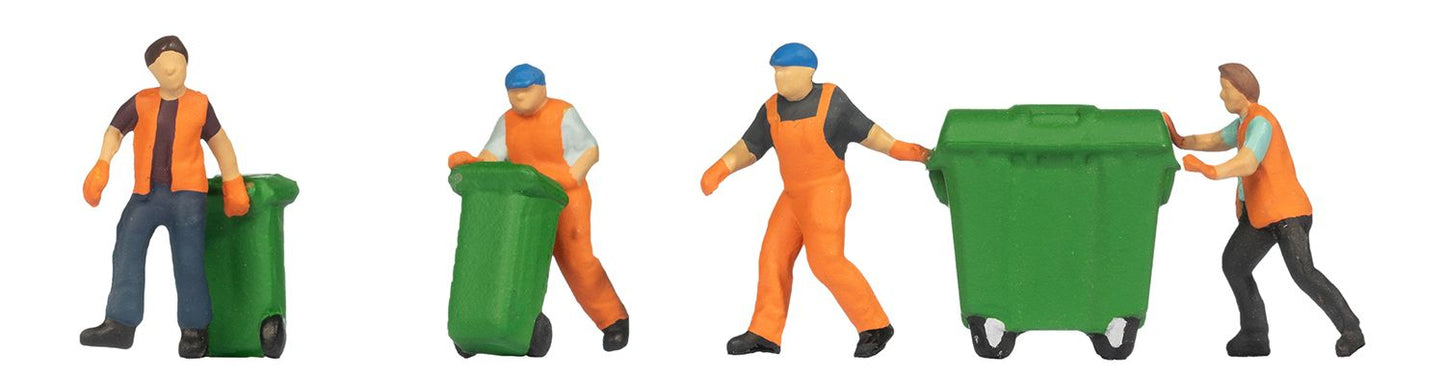 GM3910162 Refuse Collectors (4) & Wheelie Bins (3) Figure Set