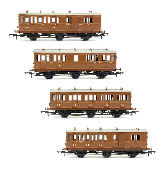 Pre-Owned Pack Of 4 (6BT, 6CL, 6T, 6BT) In LNER Pre-War Brown - With Working Lights