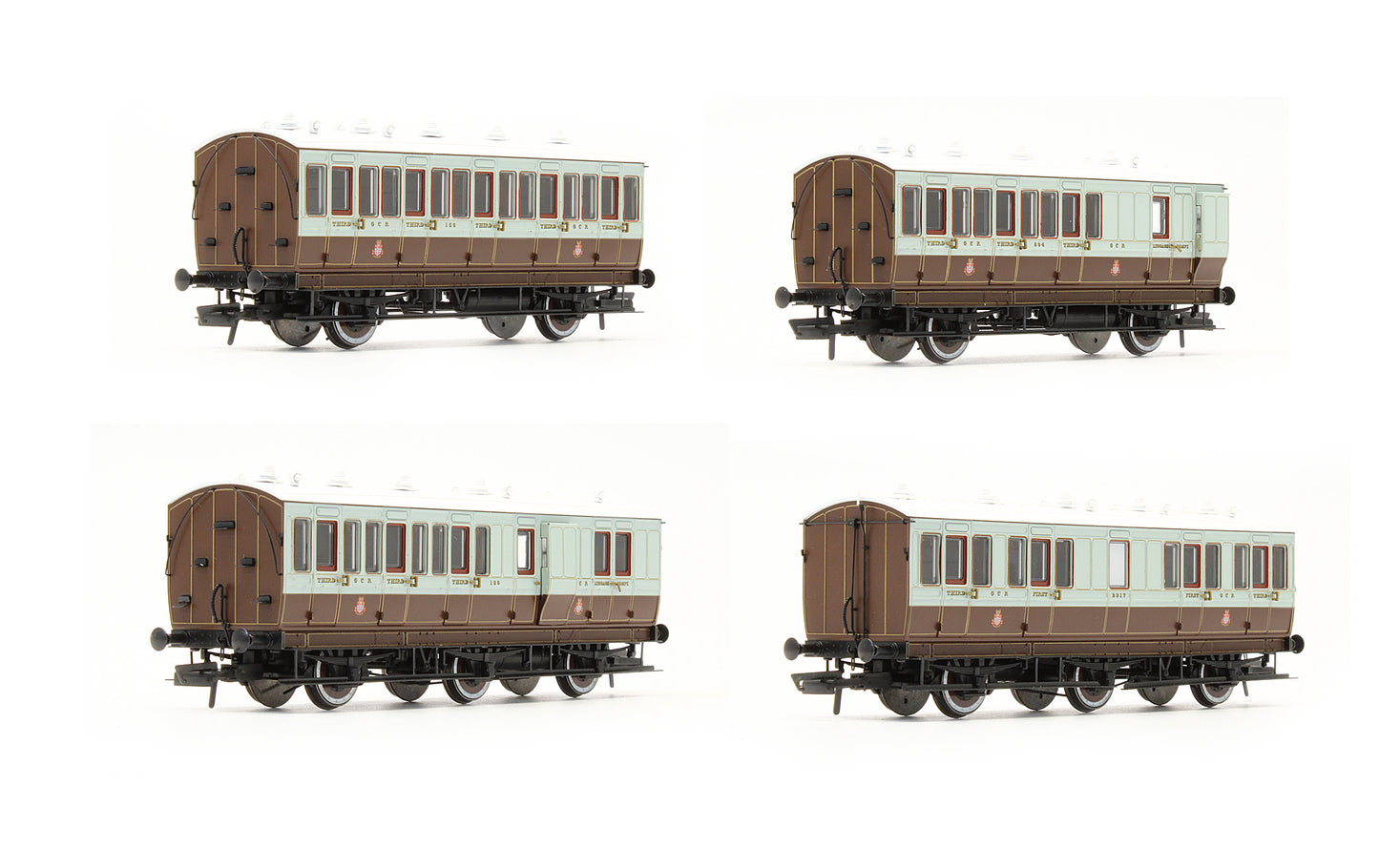 Pre-Owned Hattons Originals Genesis Pack of 4 coaches (4BT, 4T, 6CL, 6BT) in GCR French Grey and brown