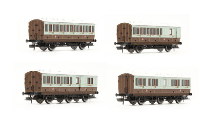 Pre-Owned Hattons Originals Genesis Pack of 4 coaches (4BT, 4T, 6CL, 6BT) in GCR French Grey and brown