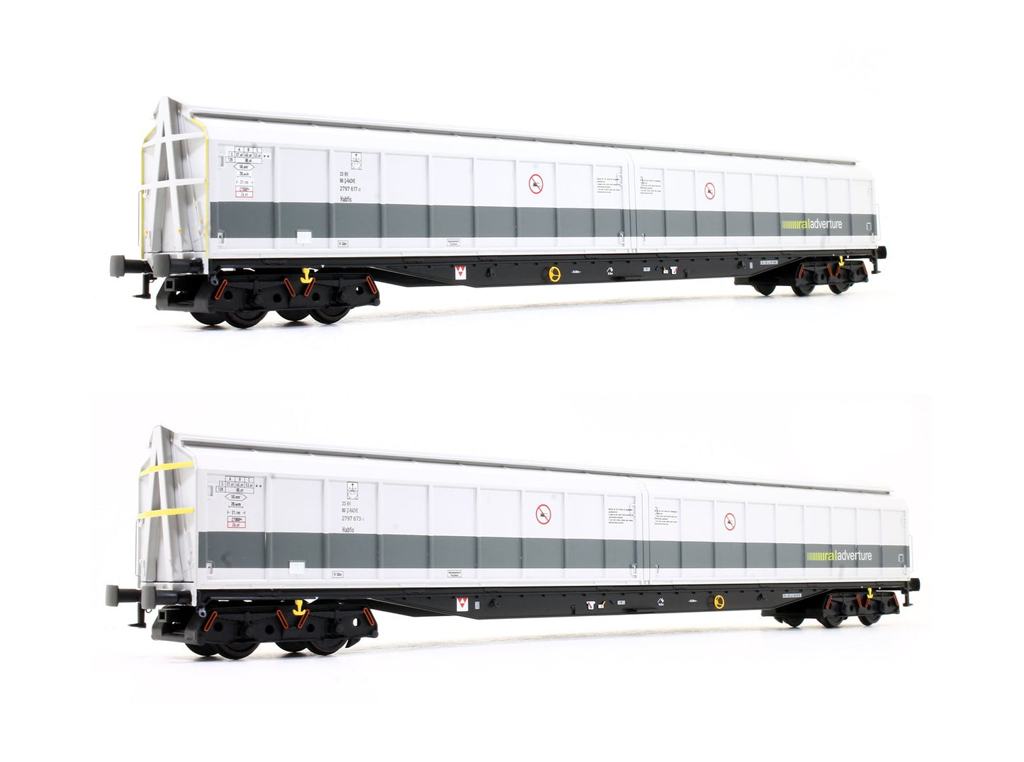 Pre-Owned Set of Two Cargowaggon Bogie Ferry Vans (Railadventure two-tone grey "Barrier Wagon")
