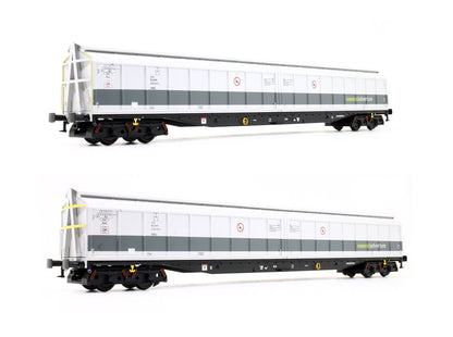 Pre-Owned Set of Two Cargowaggon Bogie Ferry Vans (Railadventure two-tone grey "Barrier Wagon")