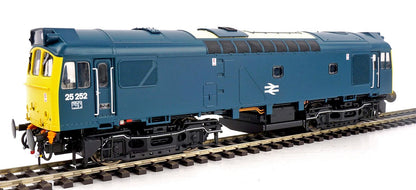 Pre-Owned Class 25 252 (LMR) BR Rail Blue with full yellow ends (single, central double arrows) and head code panel Diesel Locomotive