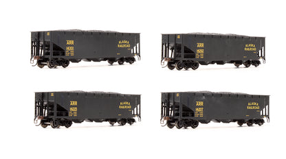Pre-Owned ATH7042 Alaska Railroad 40' 3-Bay Offset Open Hopper 14207, 14225, 14262, 14301 With Coal Loads