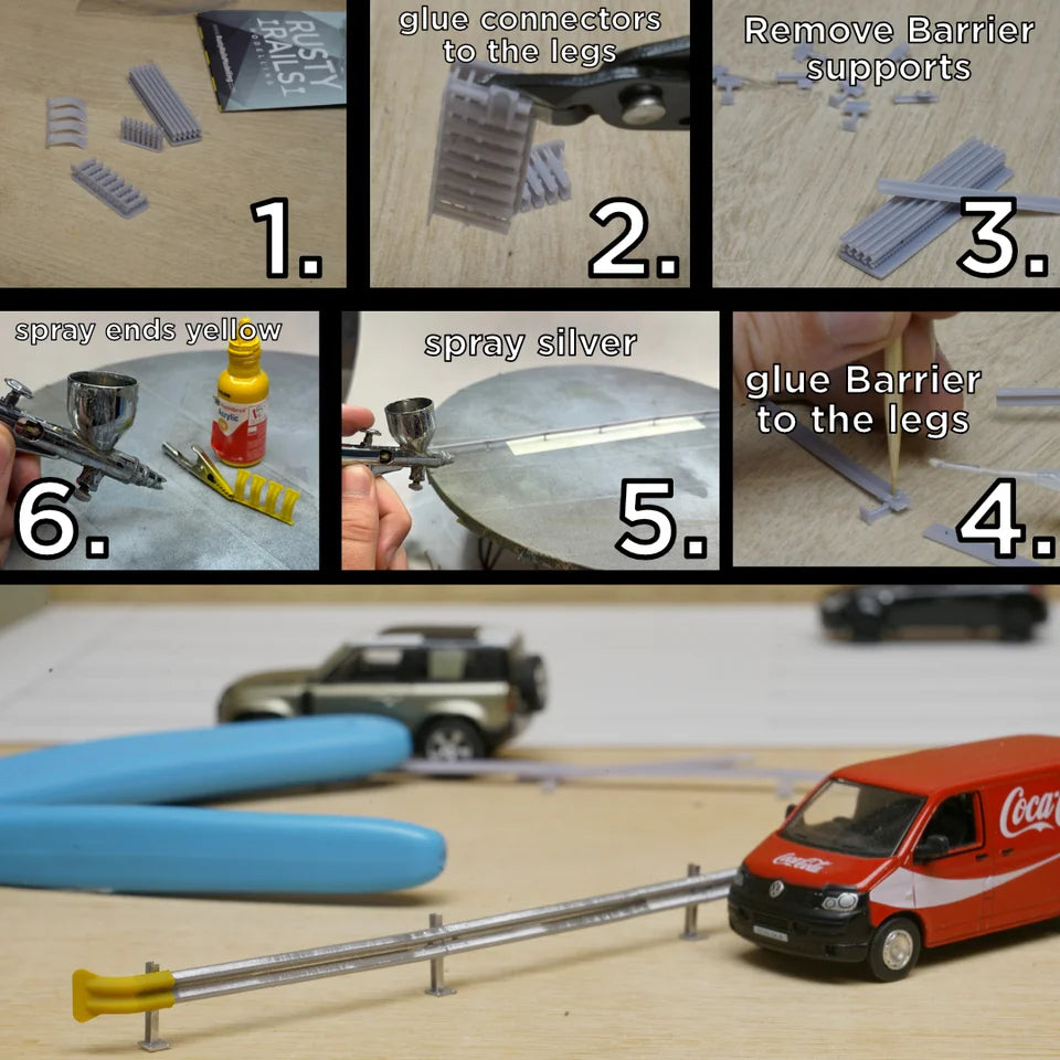 OO Gauge Crash Barriers (28cm) (Single Pack) - Unpainted