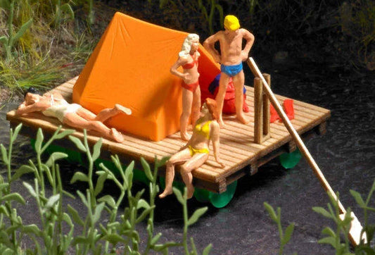 BUS1564 Wooden raft and tent