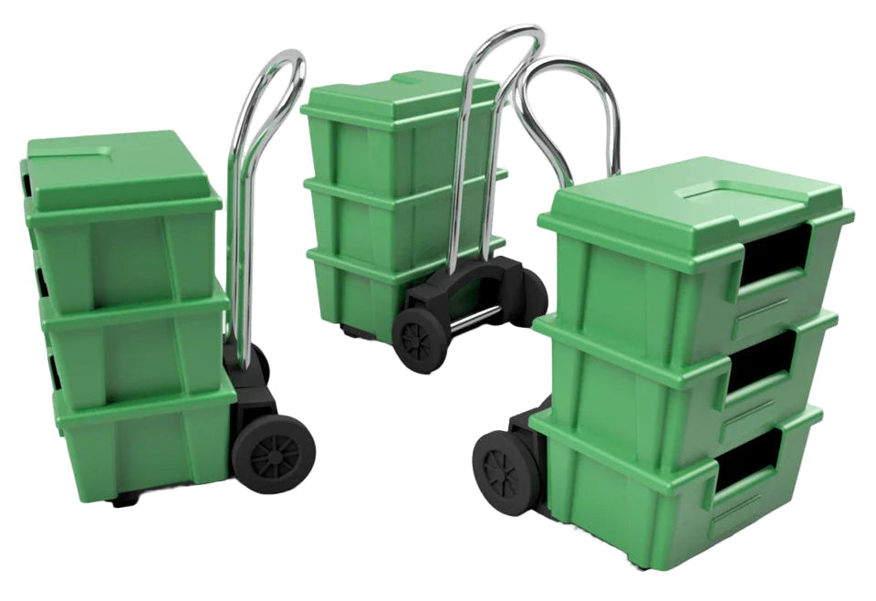 OO Gauge Recycling Bins (Pack of 9) - Unpainted