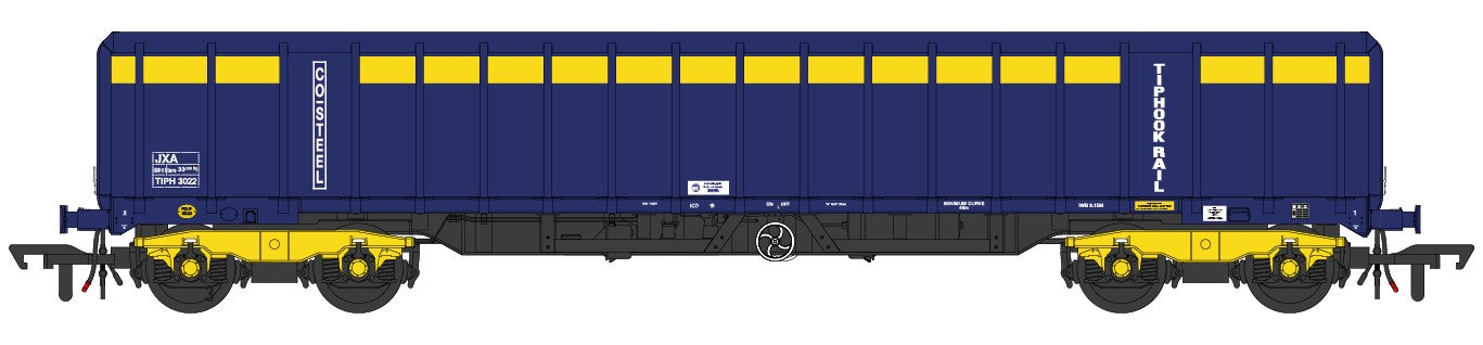 Single JXA Bogie Scrap Wagon TIPH Blue As Converted w/Yellow Band No.3022