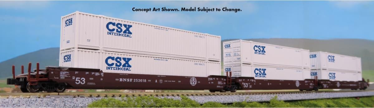106-6186 Gunderson MAXI-IV 3 Unit Car BNSF 253806 CSX Containers