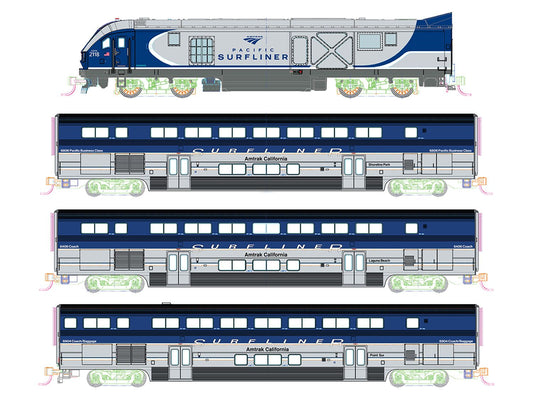Amtrack SC-44 Surfliner 4 Car Train Pack