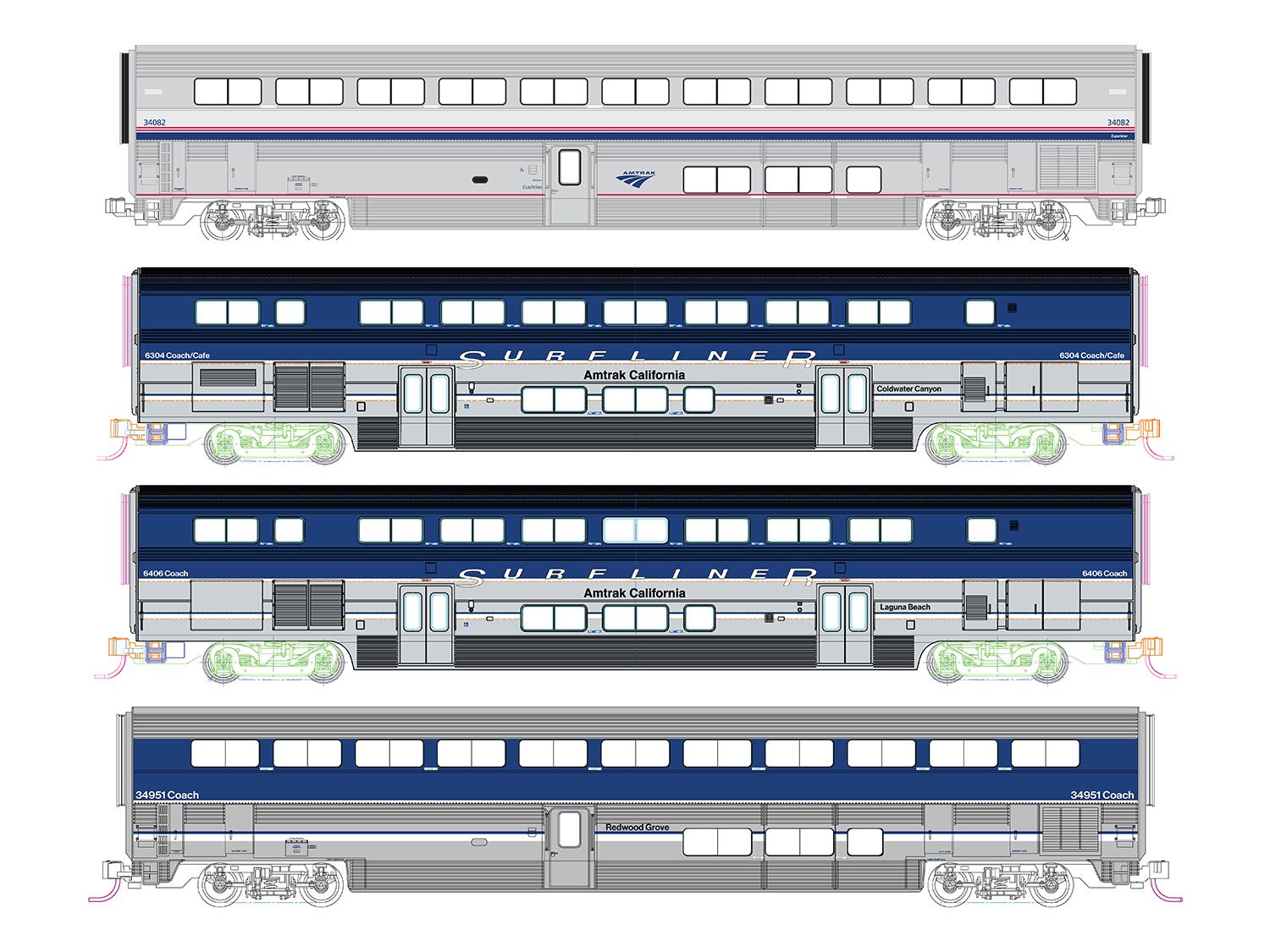 Kato 106-9002 Amtrack Surfliner 4 Car Add on Set – Rails