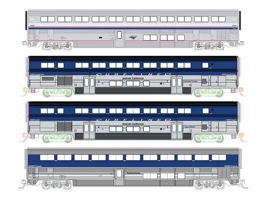 Amtrack Surfliner 4 Car Add on Set