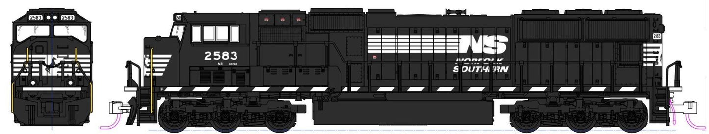 176-7614-DCC EMD SD70M Flat Radiator NS 2586 - DCC-Fitted