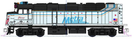 EMD F40PH Chicago Metra 104 'City of Chicago' - DCC-Fitted