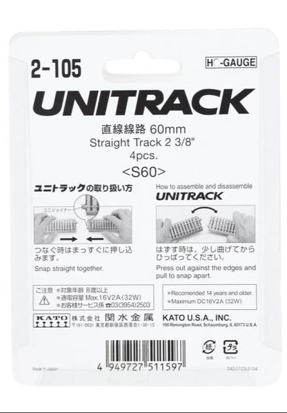 2-105 Unitrack (S60) Straight Track 60mm 4pcs