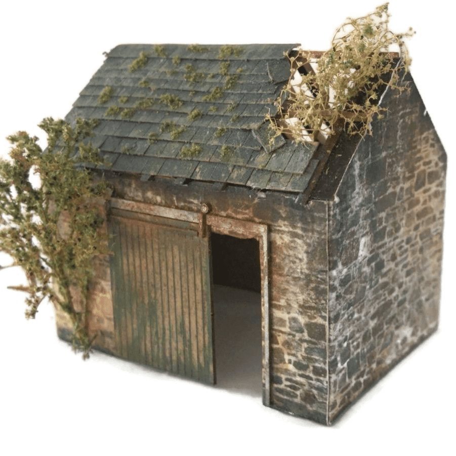 Model A Barn Scale Model Scenery KX057 OO/HO Derelict Barn Model Kit – Rails