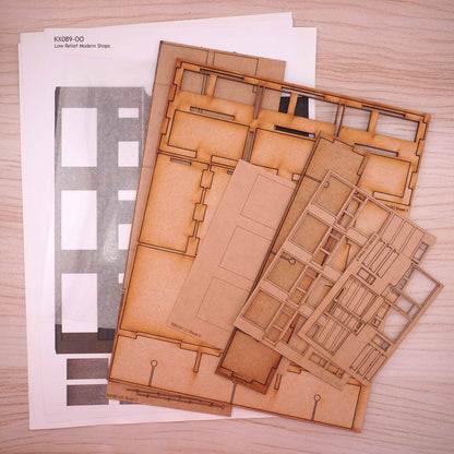 KX089 OO Low Relief 1970's Terraced Shops Model Kit