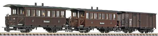 L340018 3-Piece Set, 2 Pass. Coaches & Goods Van, Zillertalbahn Brown