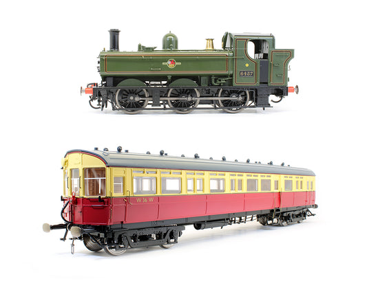 Pre-Owned BR Auto Train Pack - Class 64XX 0-6-0PT '6437' BR Lined Green Steam Loco & BR Crimson & Cream Autocoach
