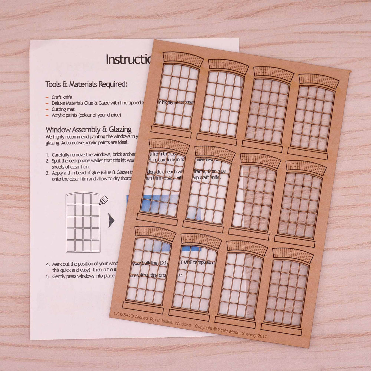 Scale Windows Pattern Scale Model Scenery LX125 Arched Top Industrial Windows Model – Rails