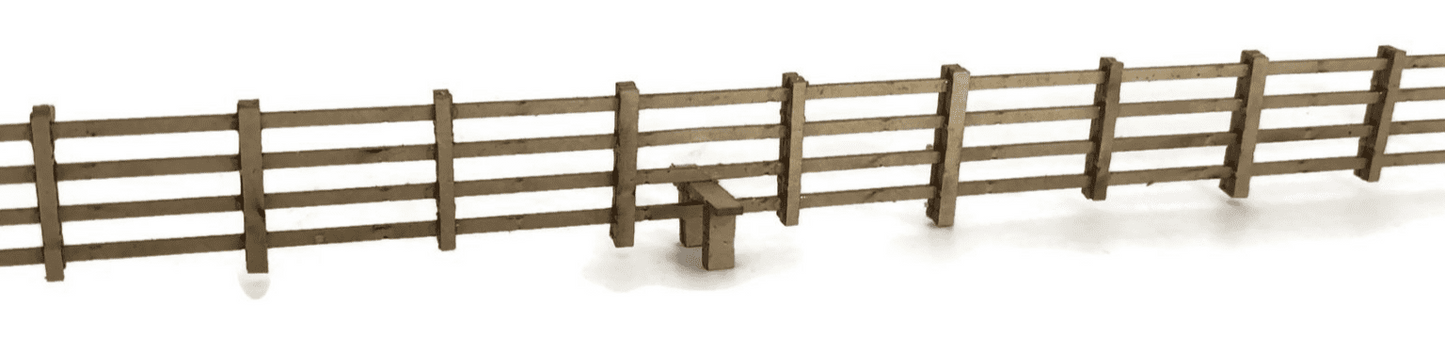 OO/HO 4ft Post & Rail Fencing (Natural Wood) Model Kit