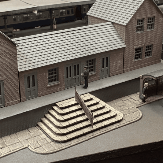 Platform Steps With Decorative Railings Model Kit