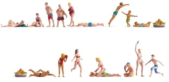 N16117 HO Scale Bathing (18) XL Figure Set